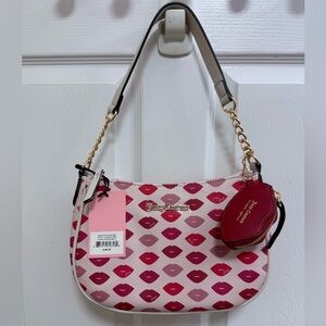 NWT Juicy Couture “Sealed With a Kiss” Hobo Bag Crystal w/Red Lips Coin Purse